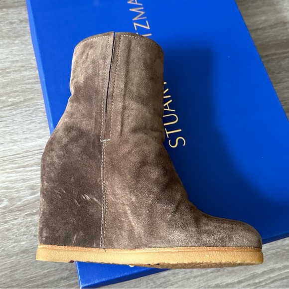 Stuart Weitzman Bootscout Suede Ankle Wedge Booties - Picture 3 of 10